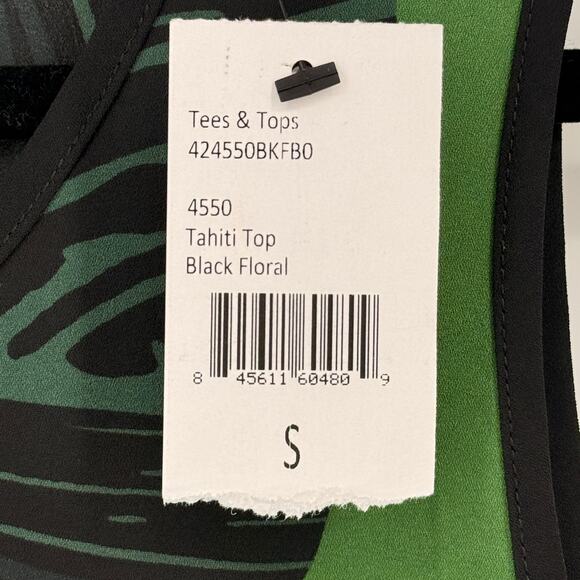 Cabi Tahiti Tank Top Shirt Size Small Black Floral Sleeveless 4550 Tropical - Picture 4 of 5